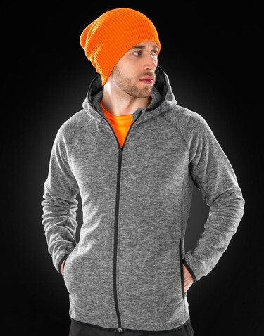 Result Men`s Microfleece Hoodi, Marl Grey/Black, 3XL bedrucken, Art.-Nr. 933331488