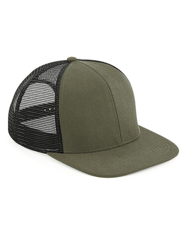 Beechfield Original Flat Peak 6 Panel Trucker, Olive Green/Black, One Size bedrucken, Art.-Nr. 936695590