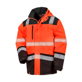 Result Printable Waterproof Softshell Safety Coat, Fluorescent Orange/Black, S bedrucken, Art.-Nr. 950334783