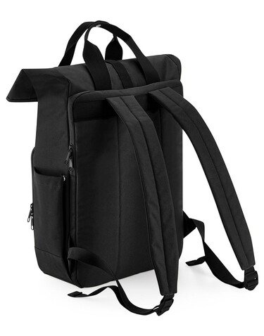 Bag Base Recycled Twin Handle Roll-Top Laptop Backpack, Black, One Size bedrucken, Art.-Nr. 959291010