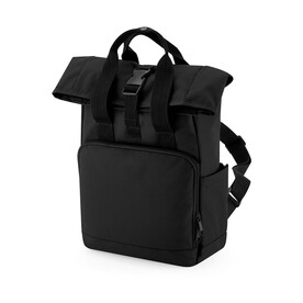 Bag Base Recycled Mini Twin Handle Roll-Top Backpack, Black, One Size bedrucken, Art.-Nr. 960291010