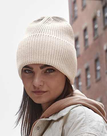 Beechfield Oversized Cuffed Beanie, Black, One Size bedrucken, Art.-Nr. 960691010