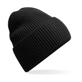 Beechfield Oversized Cuffed Beanie, Black, One Size bedrucken, Art.-Nr. 960691010
