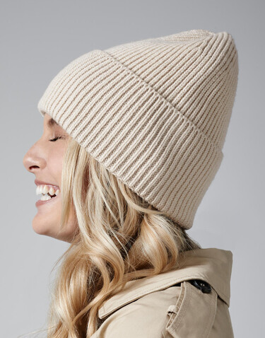 Beechfield Oversized Cuffed Beanie, Black, One Size bedrucken, Art.-Nr. 960691010