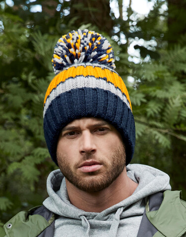 Beechfield Hygge Striped Beanie, Blueberry Cheesecake, One Size bedrucken, Art.-Nr. 962690140