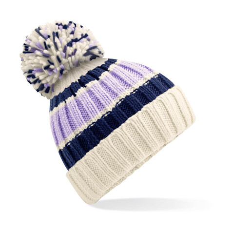 Beechfield Hygge Striped Beanie, Blueberry Cheesecake, One Size bedrucken, Art.-Nr. 962690140
