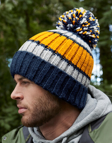 Beechfield Hygge Striped Beanie, Blueberry Cheesecake, One Size bedrucken, Art.-Nr. 962690140