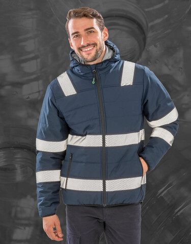 Result Recycled Ripstop Padded Safety Jacket, Navy Blue, S bedrucken, Art.-Nr. 963332003