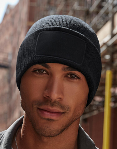 Beechfield Recycled Original Patch Beanie, Black, One Size bedrucken, Art.-Nr. 966691010