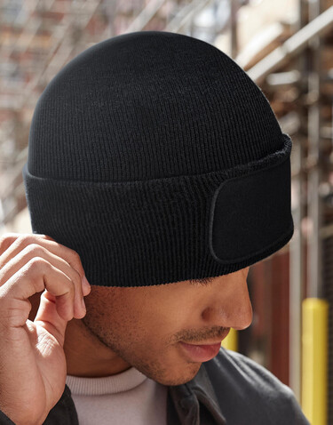 Beechfield Recycled Original Patch Beanie, Black, One Size bedrucken, Art.-Nr. 966691010