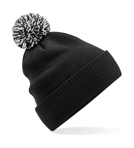 Beechfield Recycled Snowstar® Beanie, Black/White, One Size bedrucken, Art.-Nr. 968691500