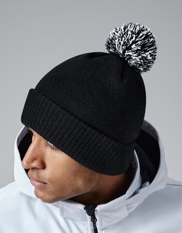 Beechfield Recycled Snowstar® Beanie, Black/White, One Size bedrucken, Art.-Nr. 968691500