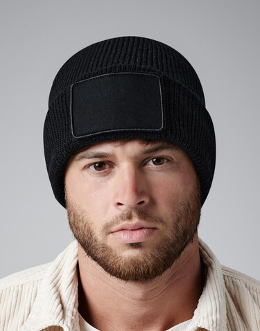 Beechfield Removable Patch Thinsulate™ Beanie, Black, One Size bedrucken, Art.-Nr. 974691010