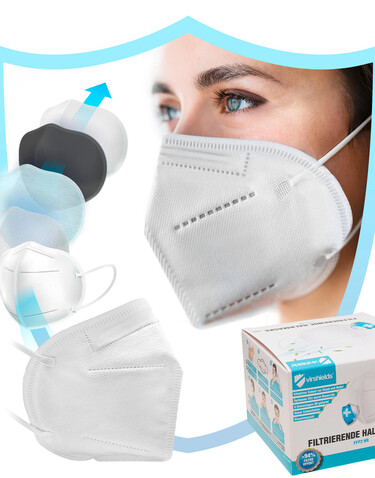 Virshields Filtering half mask FFP2 5-ply, Black, One Size bedrucken, Art.-Nr. 994631010