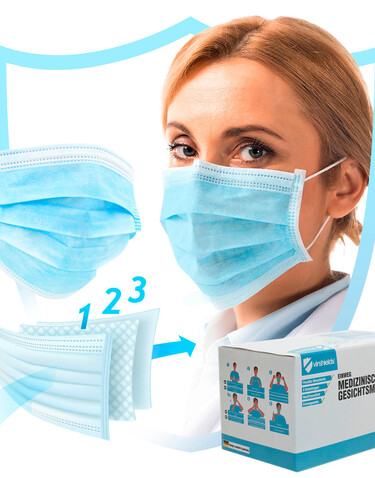 Virshields Medical Face Mask Type IIR, Blue, One Size bedrucken, Art.-Nr. 999633010