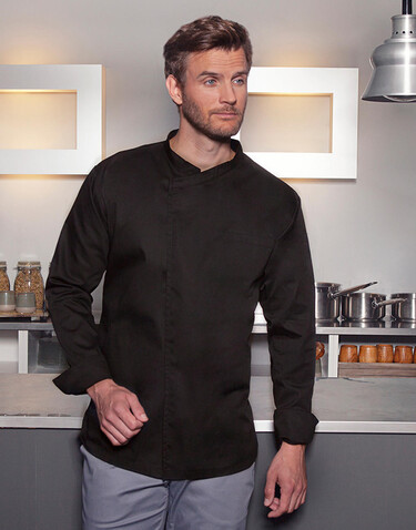 Karlowsky Chef`s Shirt Basic Long Sleeve, Black, XS bedrucken, Art.-Nr. 999671011