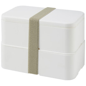 MIYO Doppel-Lunchbox, weiss, weiss, kieselgrau bedrucken, Art.-Nr. 22040101