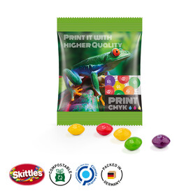Minitüte, kompostierbare Folie transparent, Skittles Fruits Kaubonbons bedrucken, Art.-Nr. 1021.00050 Minitüte, kompostierbare Folie transparent, Skittles Fruits Kaubonbons bedrucken, Art.-Nr. 1021.00050