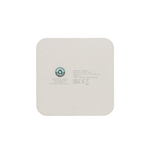 10W Wireless Charger aus RSC recycl. Kunststoff mit Dual-USB weiß bedrucken, Art.-Nr. P308.463