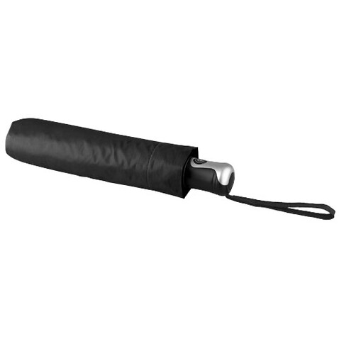 Alex 21,5&quot; Vollautomatik Kompaktregenschirm, schwarz, silber bedrucken, Art.-Nr. 10901681