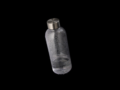 Auslaufsichere Trinkflasche mit Metalldeckel transparent bedrucken, Art.-Nr. P433.440