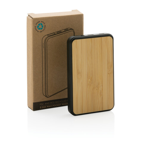 5.000mAh Powerbank aus RCS recyceltem Kunststoff braun bedrucken, Art.-Nr. P322.379