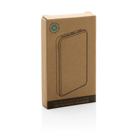 5.000mAh Powerbank aus RCS recyceltem Kunststoff braun bedrucken, Art.-Nr. P322.379