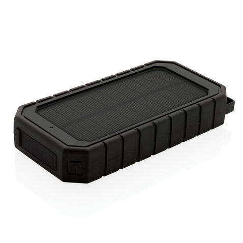 10.000 mAh Solar-Powerbank mit 10W Wireless aus RCS Plastik schwarz bedrucken, Art.-Nr. P322.451