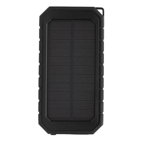 10.000 mAh Solar-Powerbank mit 10W Wireless aus RCS Plastik schwarz bedrucken, Art.-Nr. P322.451