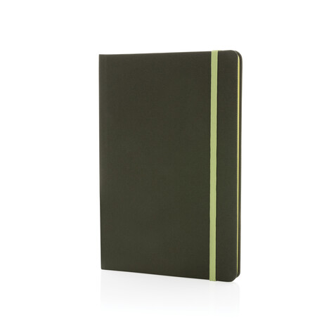 GRS-zertifiziertes rPET-A5-Notizbuch grün, grün bedrucken, Art.-Nr. P774.457