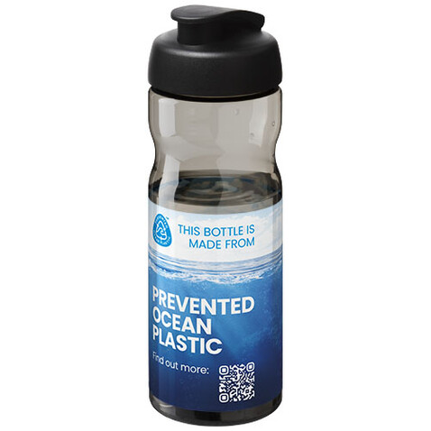 H2O Active® Eco Base 650 ml Sportflasche mit Klappdeckel, charcoal, schwarz bedrucken, Art.-Nr. 21009700