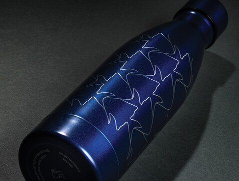 RCS recycelte Stainless Steel Solid Vakuum-Flasche navy blau bedrucken, Art.-Nr. P433.275