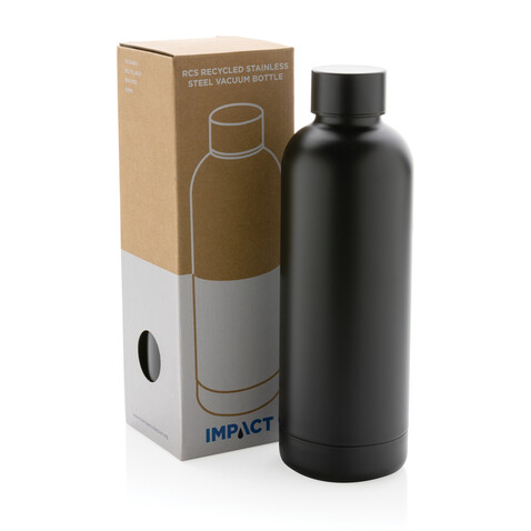 Impact Vakuumflasche aus RCS recyceltem Stainless-Steel schwarz bedrucken, Art.-Nr. P435.701