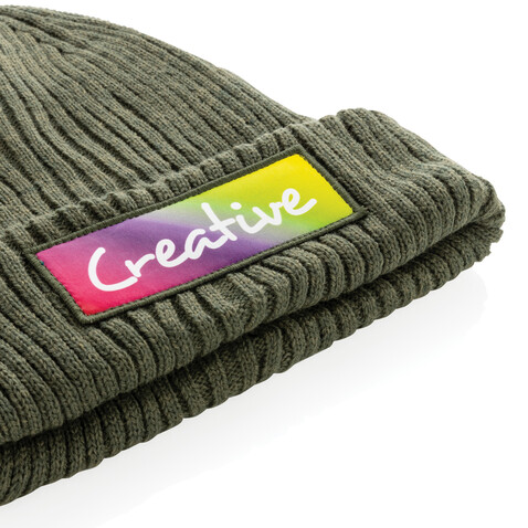 Impact AWARE™ Polylana® doppelt gestrickte Mütze grün bedrucken, Art.-Nr. P453.397