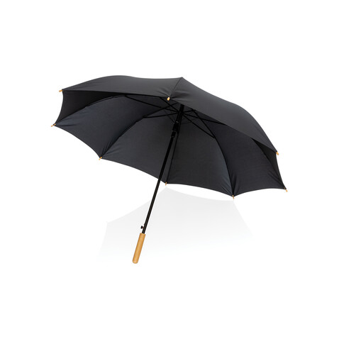 27&quot; Impact AWARE™ RPET 190T Auto-Open Bambus-Schirm schwarz bedrucken, Art.-Nr. P850.661