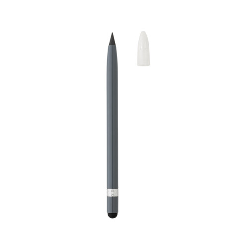 Tintenloser Stift aus Aluminium mit Radiergummi grau bedrucken, Art.-Nr. P611.122