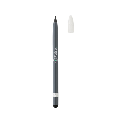 Tintenloser Stift aus Aluminium mit Radiergummi grau bedrucken, Art.-Nr. P611.122