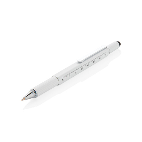 5-in-1 Aluminium Tool-Stift weiß bedrucken, Art.-Nr. P221.553