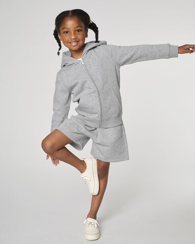 Mini Bolter - Die Kinder-Joggingshorts - Heather Grey - 5-6/110-116cm bedrucken, Art.-Nr. STBK102C25005