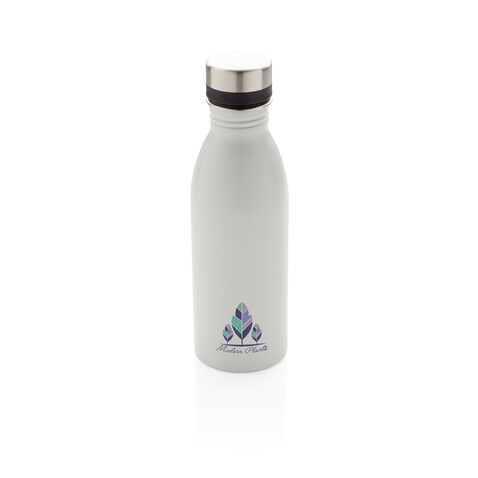 Deluxe Wasserflasche aus RCS recyceltem Stainless-Steel weiß bedrucken, Art.-Nr. P435.713