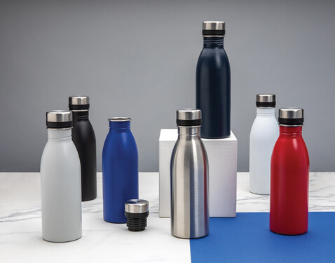 Deluxe Wasserflasche aus RCS recyceltem Stainless-Steel weiß bedrucken, Art.-Nr. P435.713