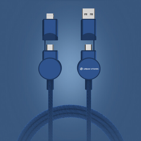 Oakland RCS rKunststoff 1,2m 6-in-1 Fast-Charging 45W Kabel blau bedrucken, Art.-Nr. P302.705