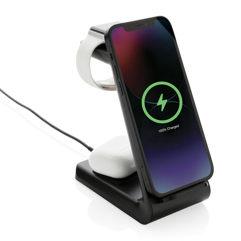 Urban Vitamin Fairfield 3-in-1 Charger aus RCS rPlastik schwarz bedrucken, Art.-Nr. P308.361