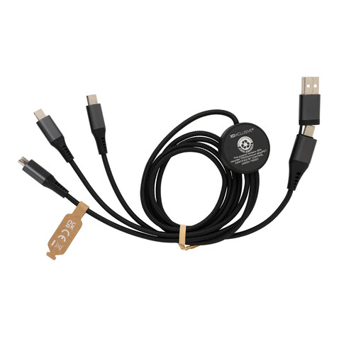 Terra 120cm 6-in-1-Kabel aus RCS recyceltem Aluminium grau bedrucken, Art.-Nr. P302.682