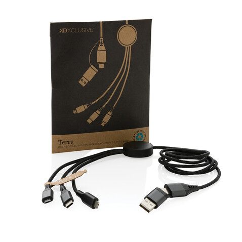 Terra 120cm 6-in-1-Kabel aus RCS recyceltem Aluminium grau bedrucken, Art.-Nr. P302.682