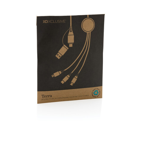 Terra 120cm 6-in-1-Kabel aus RCS recyceltem Aluminium grau bedrucken, Art.-Nr. P302.682