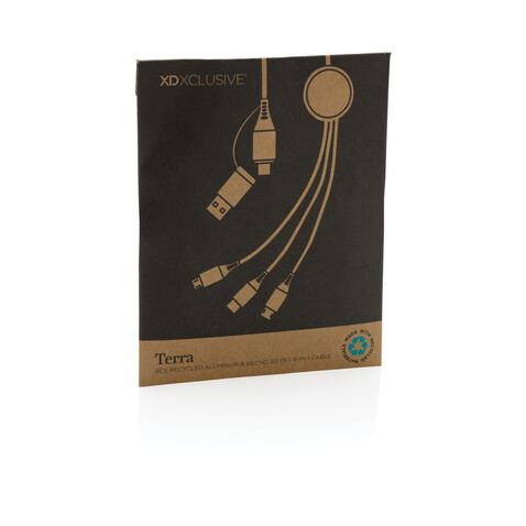 Terra 60W 120cm 6-in-1-Kabel aus RCS recyceltem Aluminium grau bedrucken, Art.-Nr. P302.682