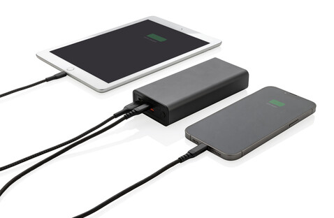 Terra 20.000mAh 20W Powerbank aus RCS recyceltem Aluminium grau bedrucken, Art.-Nr. P322.632