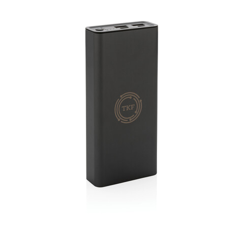 Terra 20.000mAh 20W Powerbank aus RCS recyceltem Aluminium grau bedrucken, Art.-Nr. P322.632