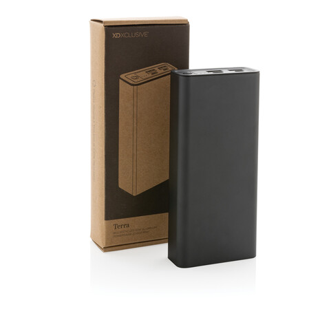 Terra 20.000mAh 20W Powerbank aus RCS recyceltem Aluminium grau bedrucken, Art.-Nr. P322.632